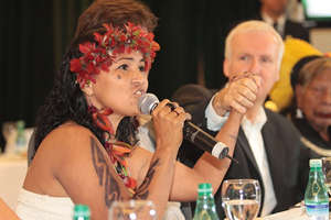 Indigenous Woman Speaks at Belo Monte Protest