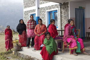 Patients gather at the Bhotechaur clinic