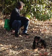 Toto & one of his caretakers in "the bush"
