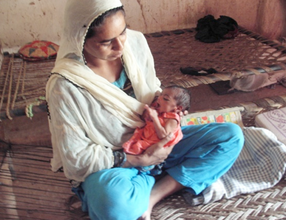 Tahira and her new baby