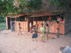 Children gathering at the Khmer Literacy School.