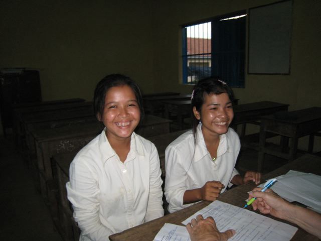 Chheng Srey Mom & Hun Srey Neath, Khmer Literacy School students