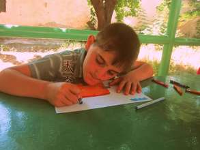 During his free, Hayk loves to draw.