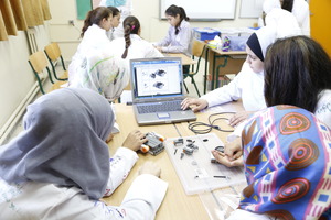 greenlight girls in the robotics lab