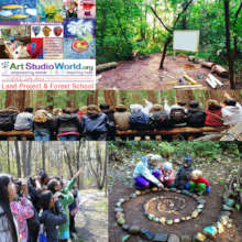Students experiencing nature workshops in forest