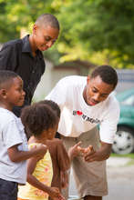 Young adults help out at annual block party