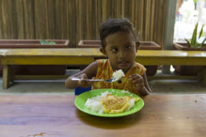 Ida eating some lunch