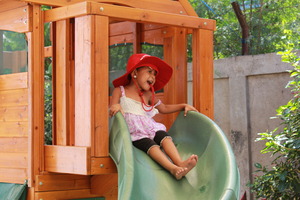 Devi playing outside