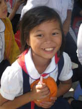 Waiting for her bike