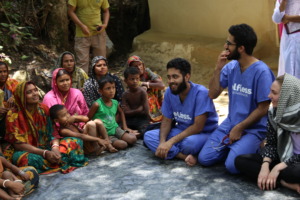 Selfless Volunteers Working in Rural Village