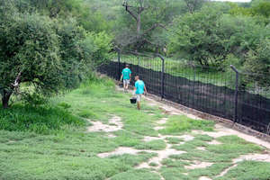 Two of the volunteers combing the camp!