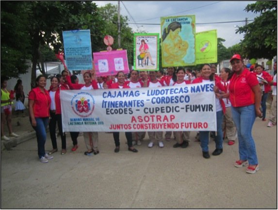 Volunteers and moms marching for breastfeeding!
