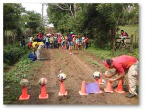 Contestants waiting for the activity to set up