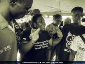 Students learning how to use a contraceptive.