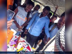Female condom demonstration.
