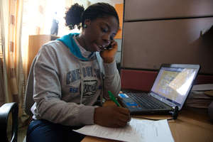 Counselor responding to young people's questions
