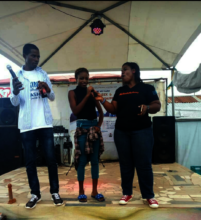 A young girl responding to question
