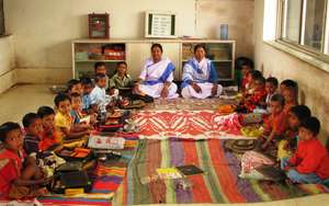 two creche mother running a free creche school