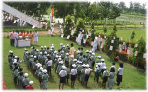 Children at prayer at independence day of India