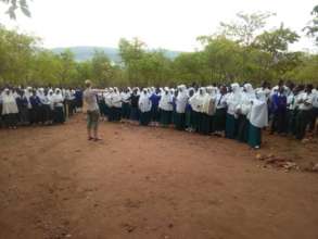 Kate meeting the students at Amahoro Seco School