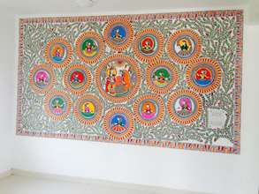 One of the Madhubani paintings in the prayer hall