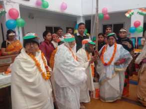 Flag hoisting b A 105 year old mother