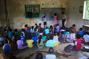 Crowded conditions in the classroom