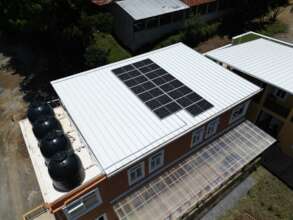 Bird-eye view of our school's roof & solar panels