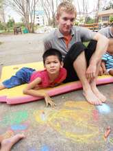 Volunteers with the children