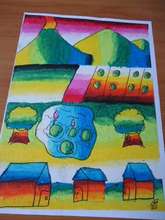 Original painting of a rural Thai village