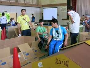 attempting to navigate the mock-up via wheelchair