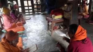 Elderly people in the prayer  hall
