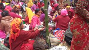 People gather for lighting 20000000  thread light