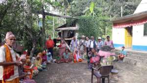 Old age people with a priest of Manakamana temple