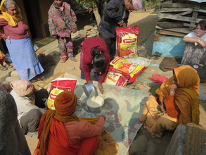 Elderly People receiving  food materials