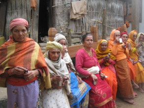 Elderly people having tea in the morning