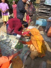 Committee members  distributing materials