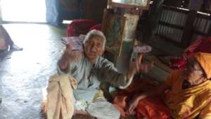 An old women blessing us