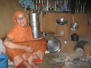 A holy women in  her kitchen room
