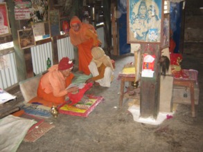 Elderly women reading   religious books.