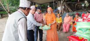 Municipality Mayer distributed food materials.