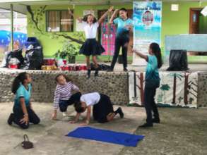 Children practicing for their show