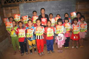 Some of the younger students with their new books