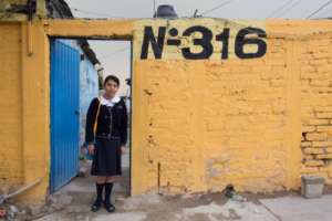 The yellow brick wall by Esmeralda's home