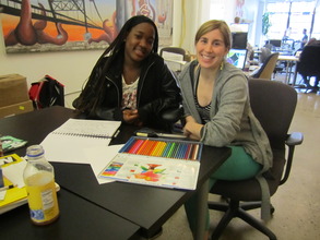 Amirah and her mentor Kate working on her project.