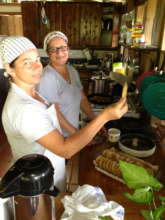 Local ladies from Santa Juana preparing dinner