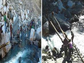 40 people from village Seku make a 6ft high bridge