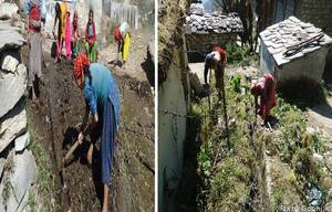 Cleaning of drains in village Naugaon, Bhatwari