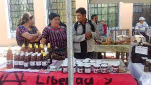 Aj Tikonel Kab beekeepers selling honey at markets