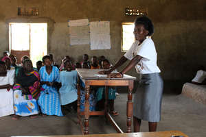 Brenda leading a discussion in her community